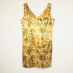 Blushe 100% Silk Cheeta Print V Neck Dress